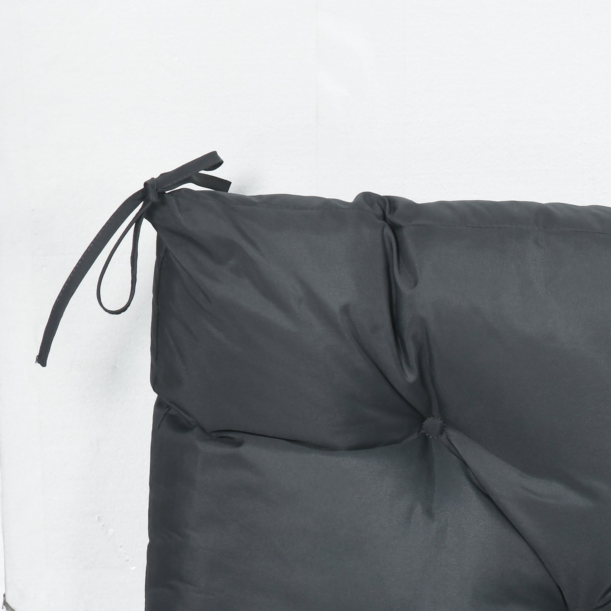 2 Seater Bench Cushion with Back and Ties for Garden Chair, Dark Grey