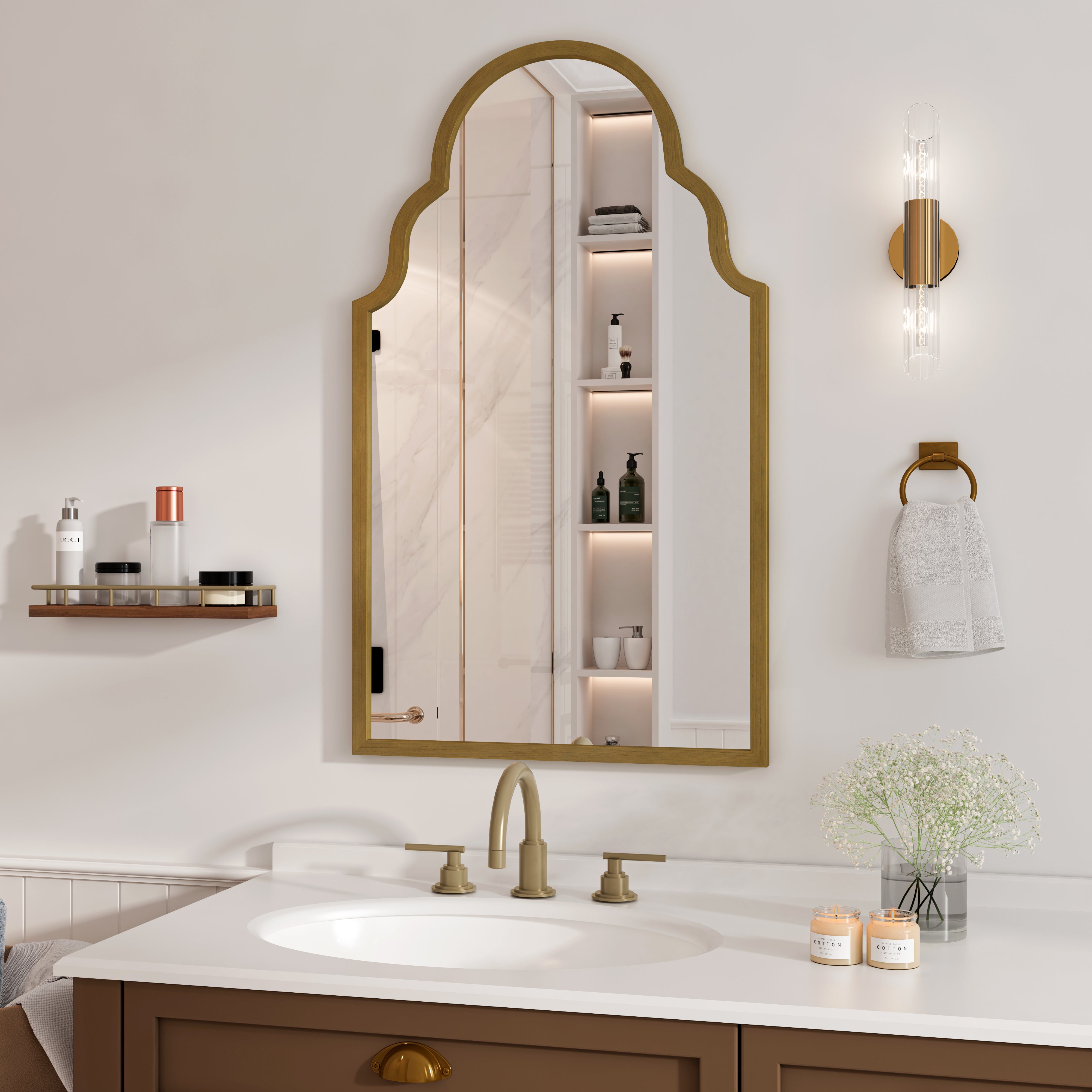 Rectangular Mirror, 61x101CM Wall Metal Frame, Bronze