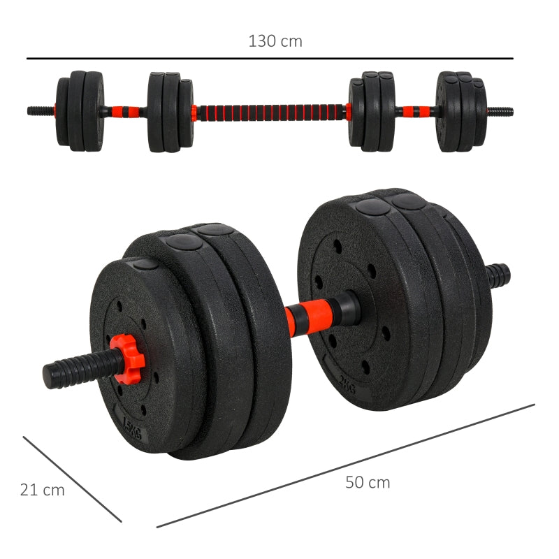 2-in-1 Dumbbell Set, 25 kg Adjustable Short & Long Barbells, Professional Home Fitness