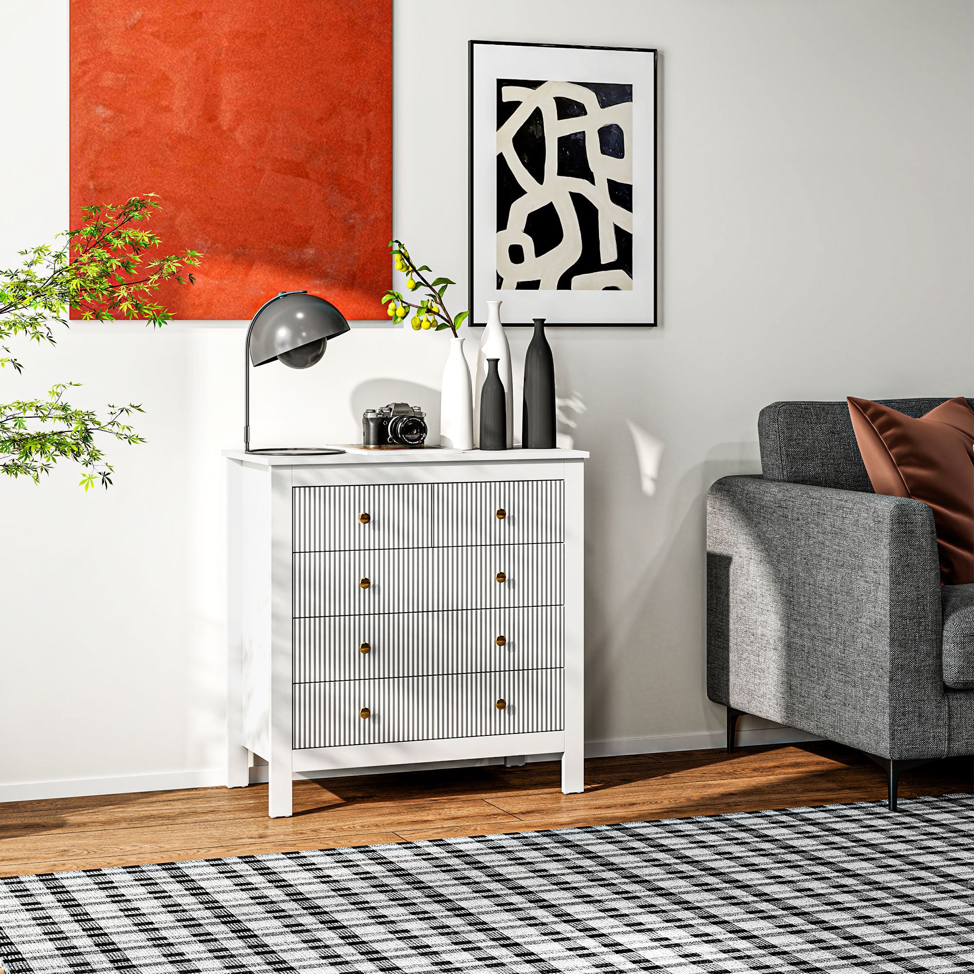 Chest of Five Drawers - White