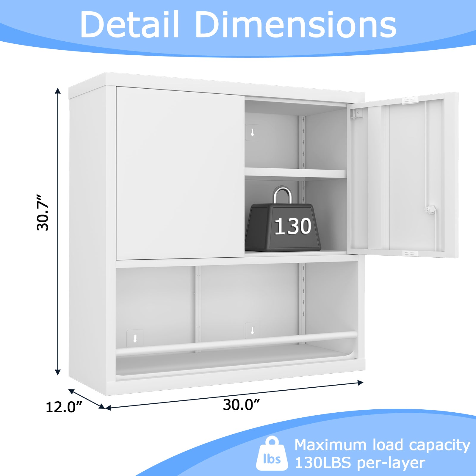 Metal Storage Cabinet with 2 Doors and Adjustable Shelves, Black Steel