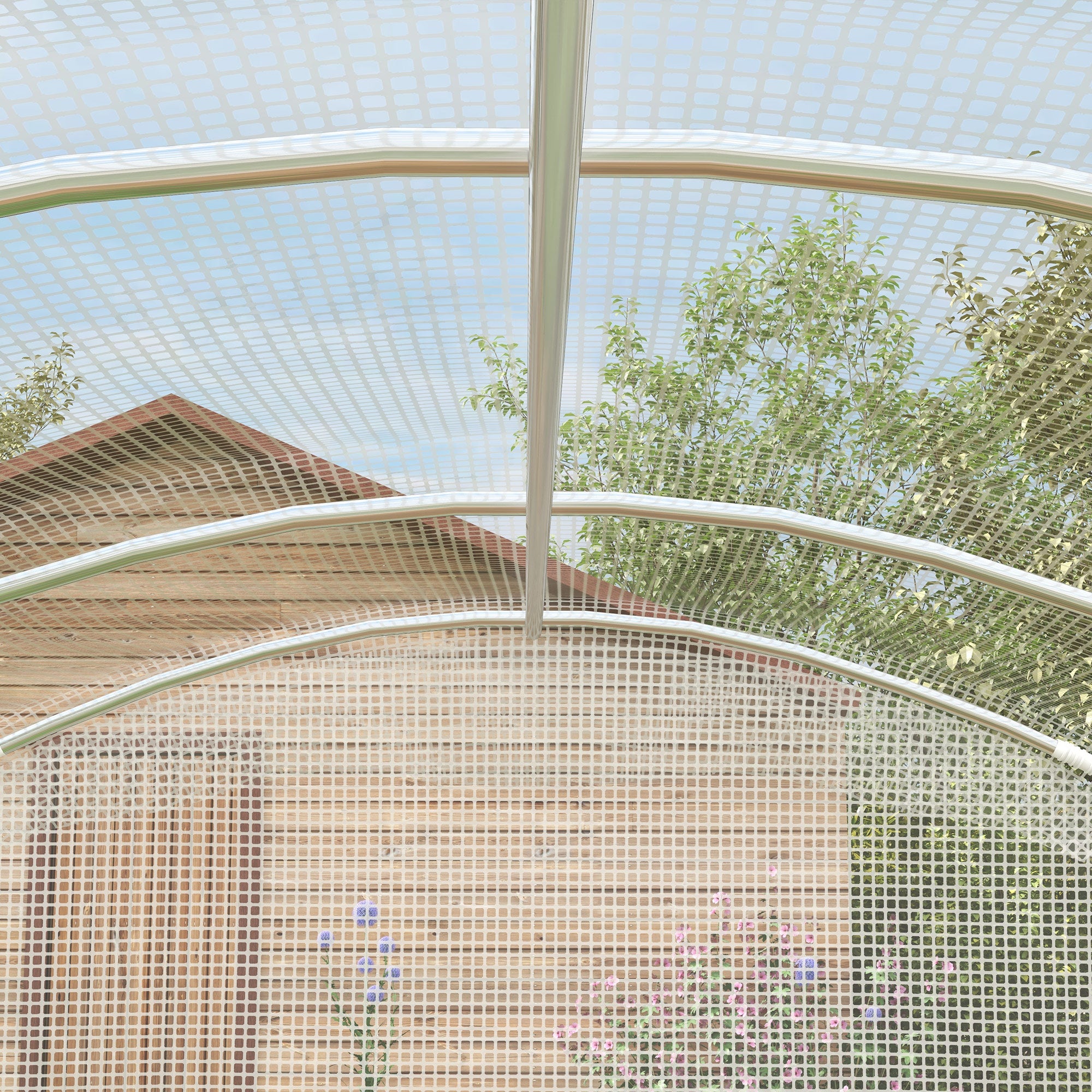 Polytunnel Greenhouse Walk-in Grow House, Door, Galvanised Steel Frame, 2 x 3 x 2m, White