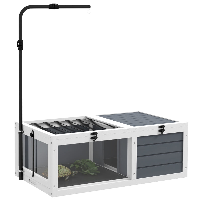 Tortoise Table with Adjustable Lamp Holder, Openable Lids & Pull-Out Trays - Grey