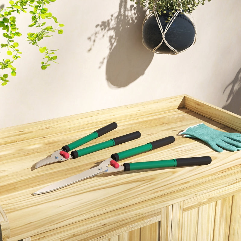 Garden Shears Set 2-piece, 40cm Pruning Shears and 51cm Hedge Shears, Metal Blades