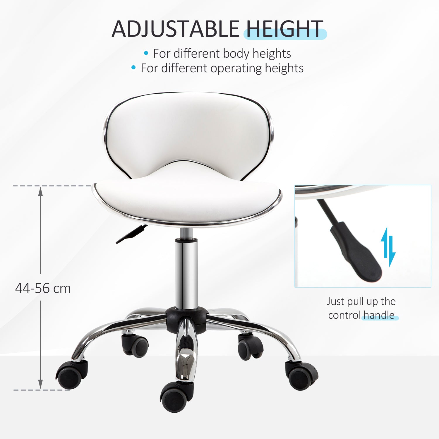 Beauty Salon Chair Adjustable Rolling Swivel Stool - White