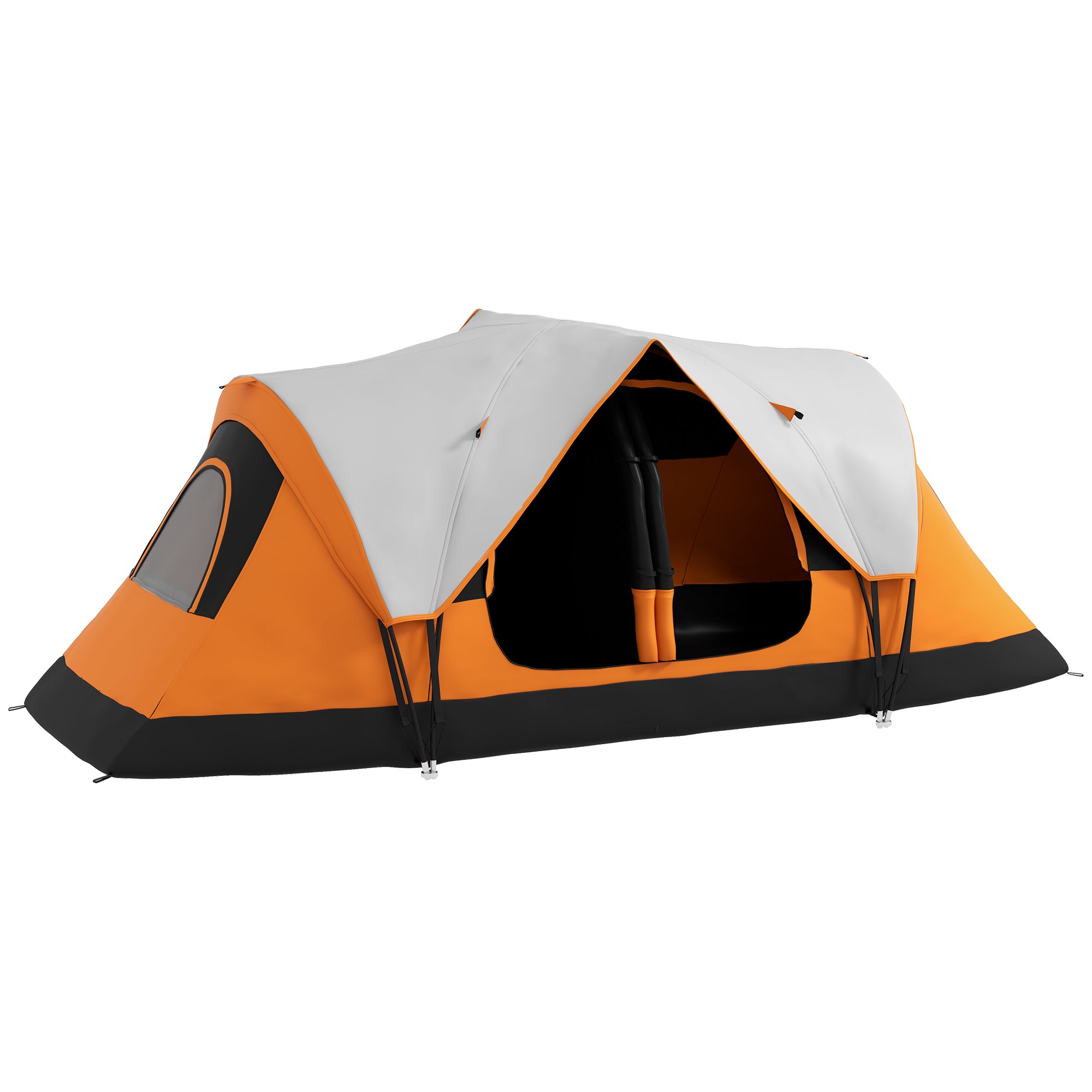 Camping Tent, Tunnel Tent 8-Person 2 Rooms Windproof 2000mm Water-Repellent, Orange