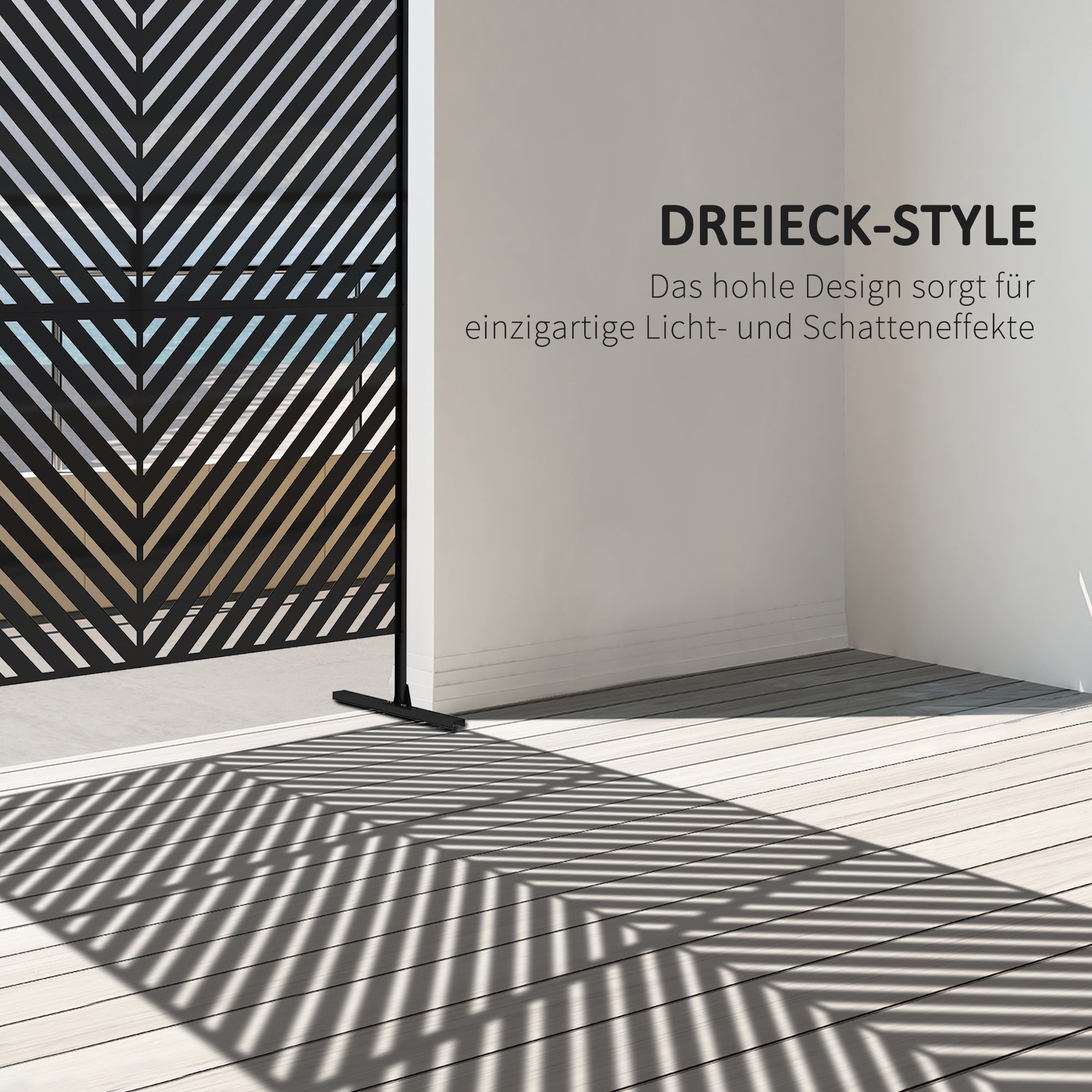 Garden Privacy Screen Room Divider 122x198cm Steel Triangular Pattern Black