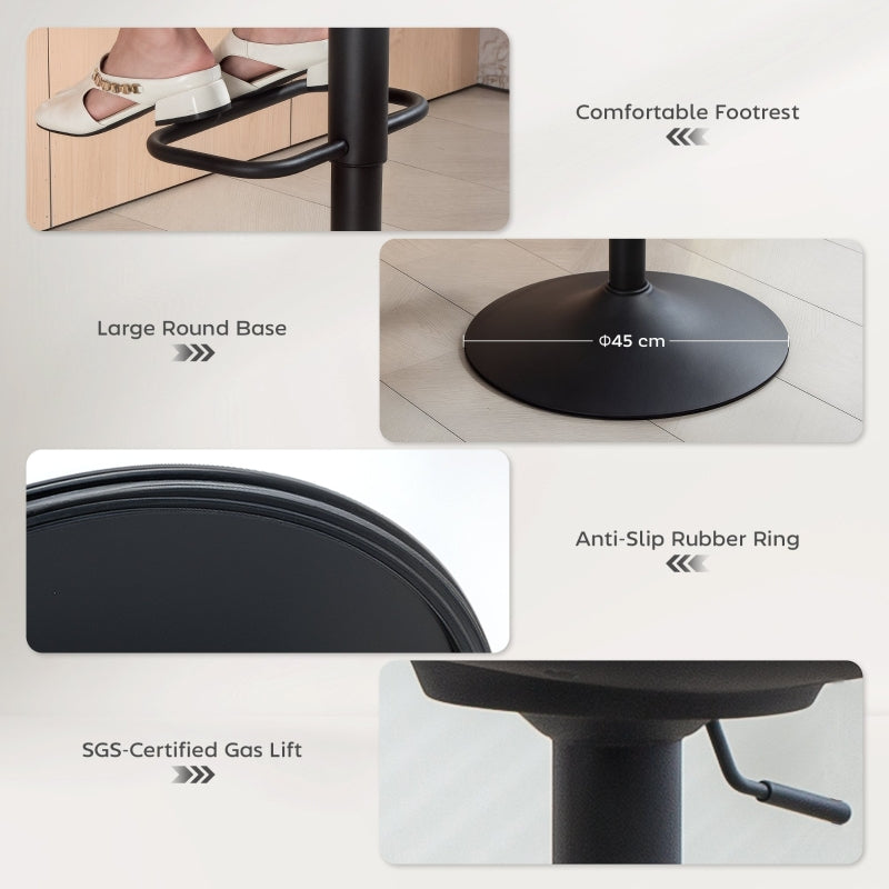 Set of Two Relaxed Tub Bar Stools Adjustable Swivel Height Grey Polyester