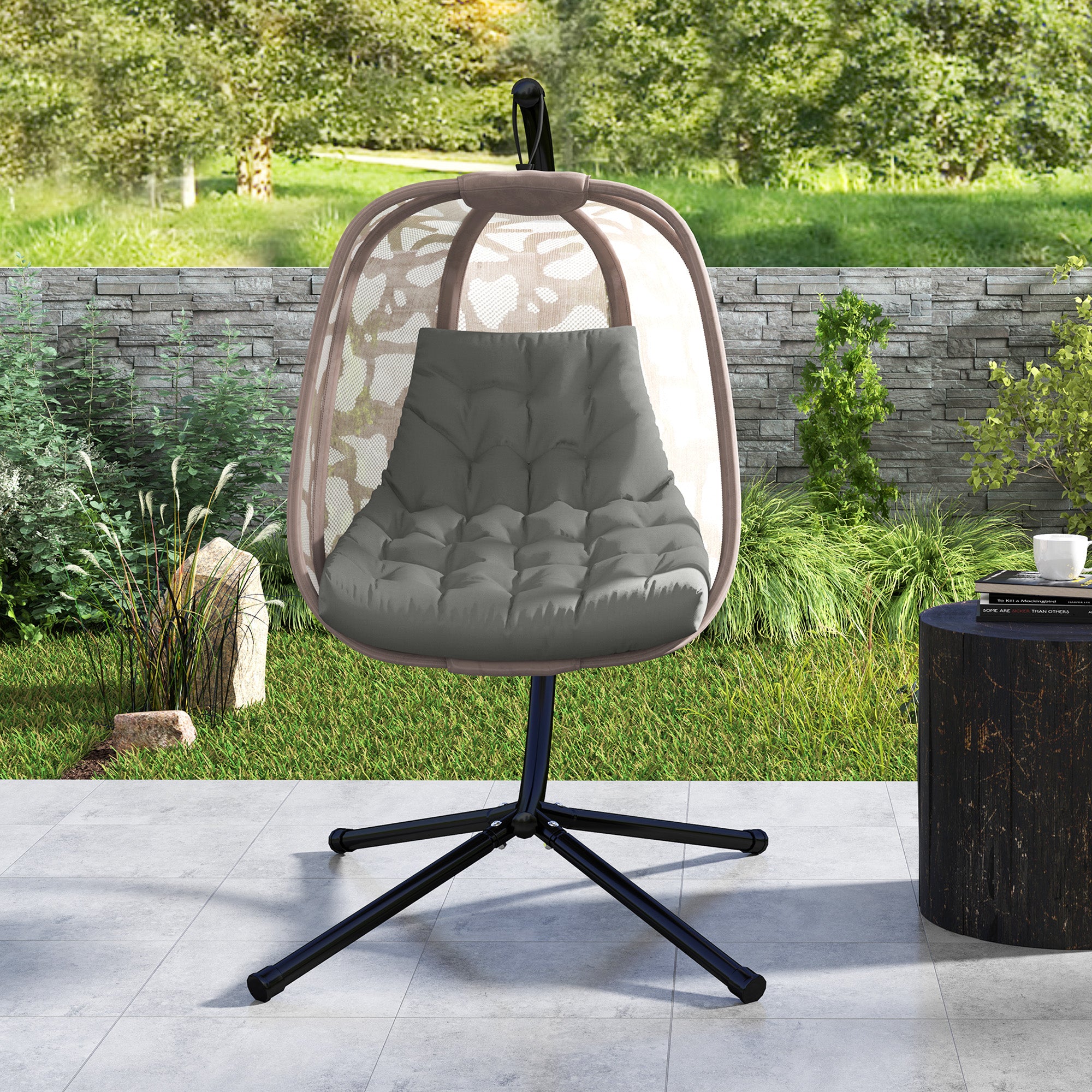 Seat Cushion 120x100cm with Backrest Water-Repellent, Grey