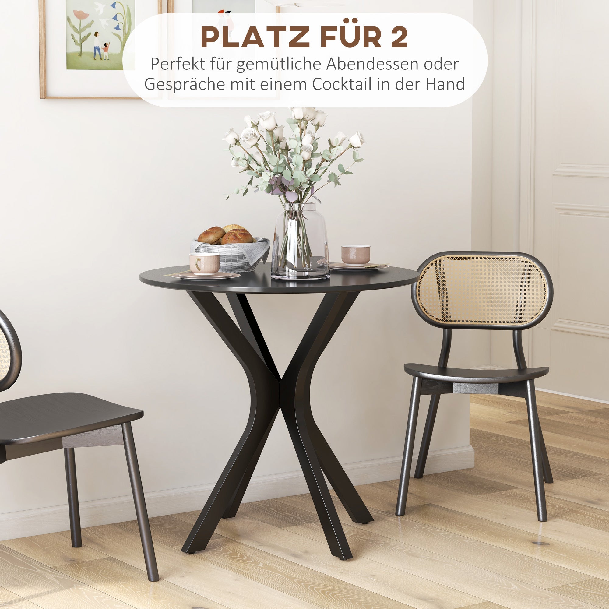 Dining Table, Round Coffee/Bar Table Spider-Steel Frame Ø78 cm, Black