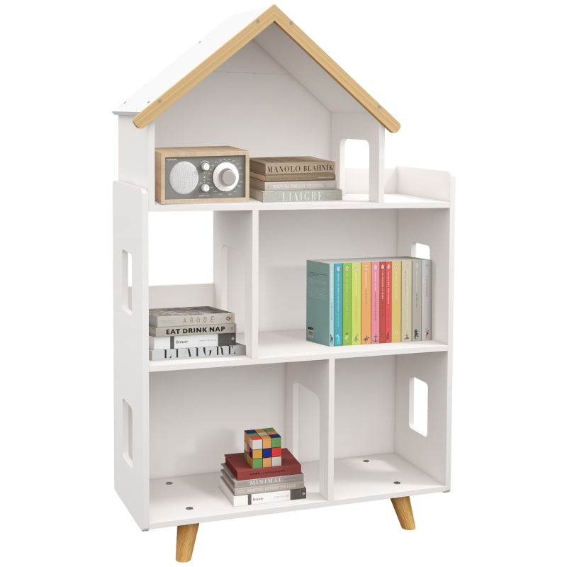 Three-Tier Toy Storage Shelf Kids Bookcase Six Cubes White