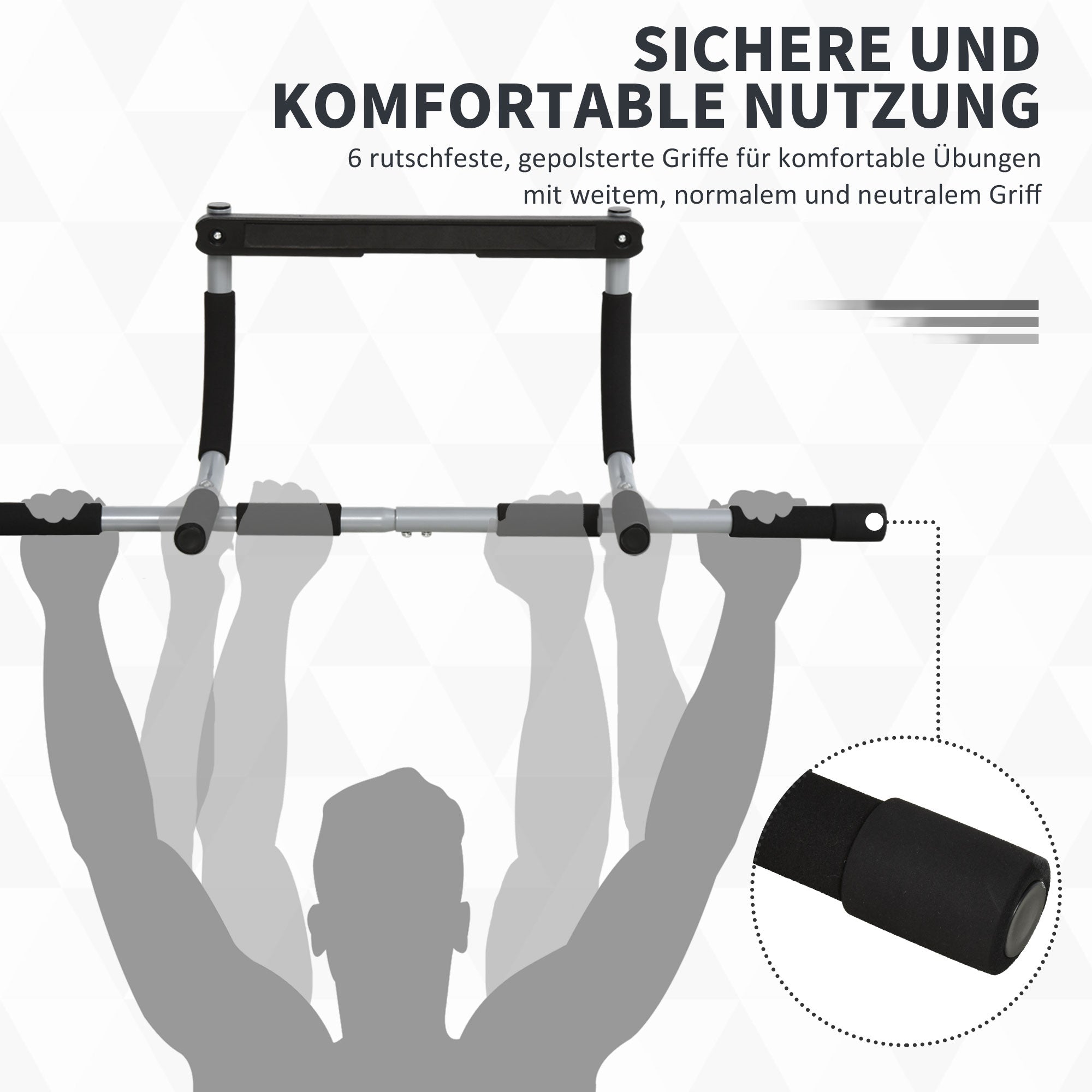 Pull-up Bar Multifunctional Training Bracket Door Bar Steel Black Grey