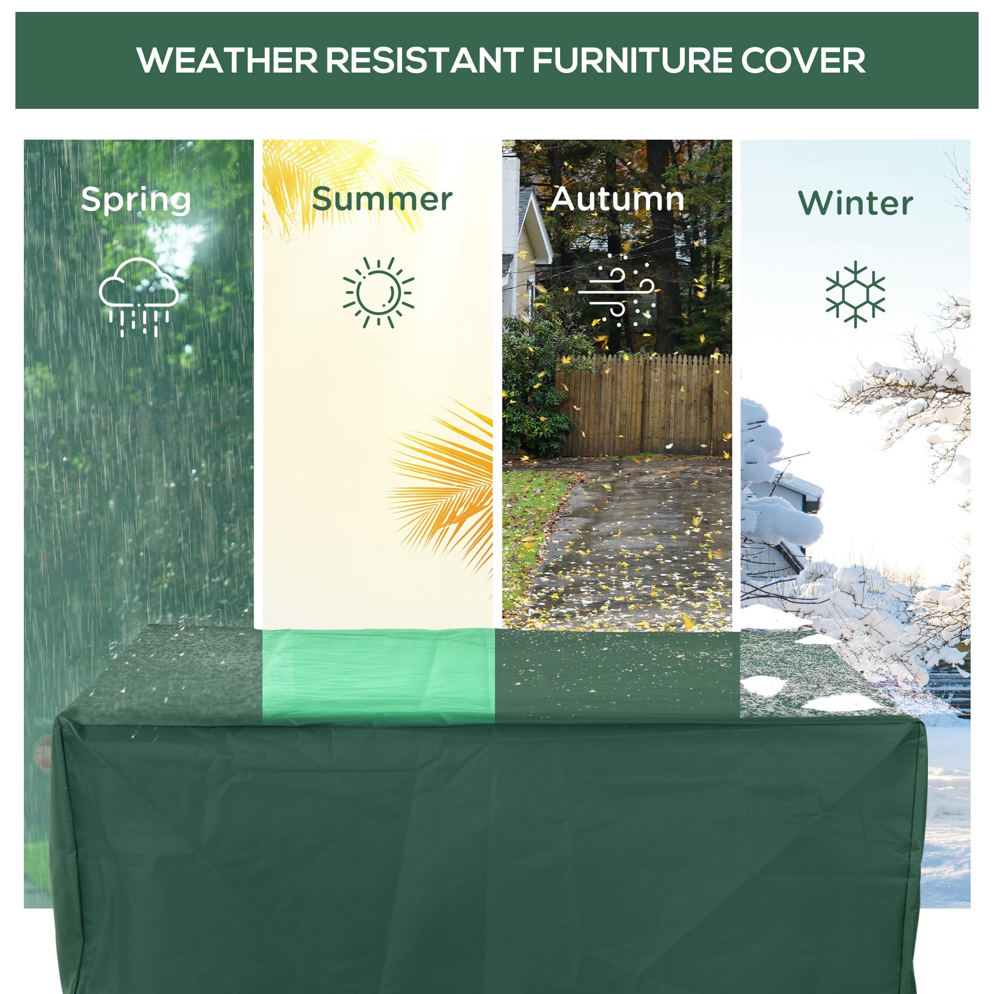 Outdoor Garden Furniture Cover, Waterproof Anti-UV Heavy Duty, Green