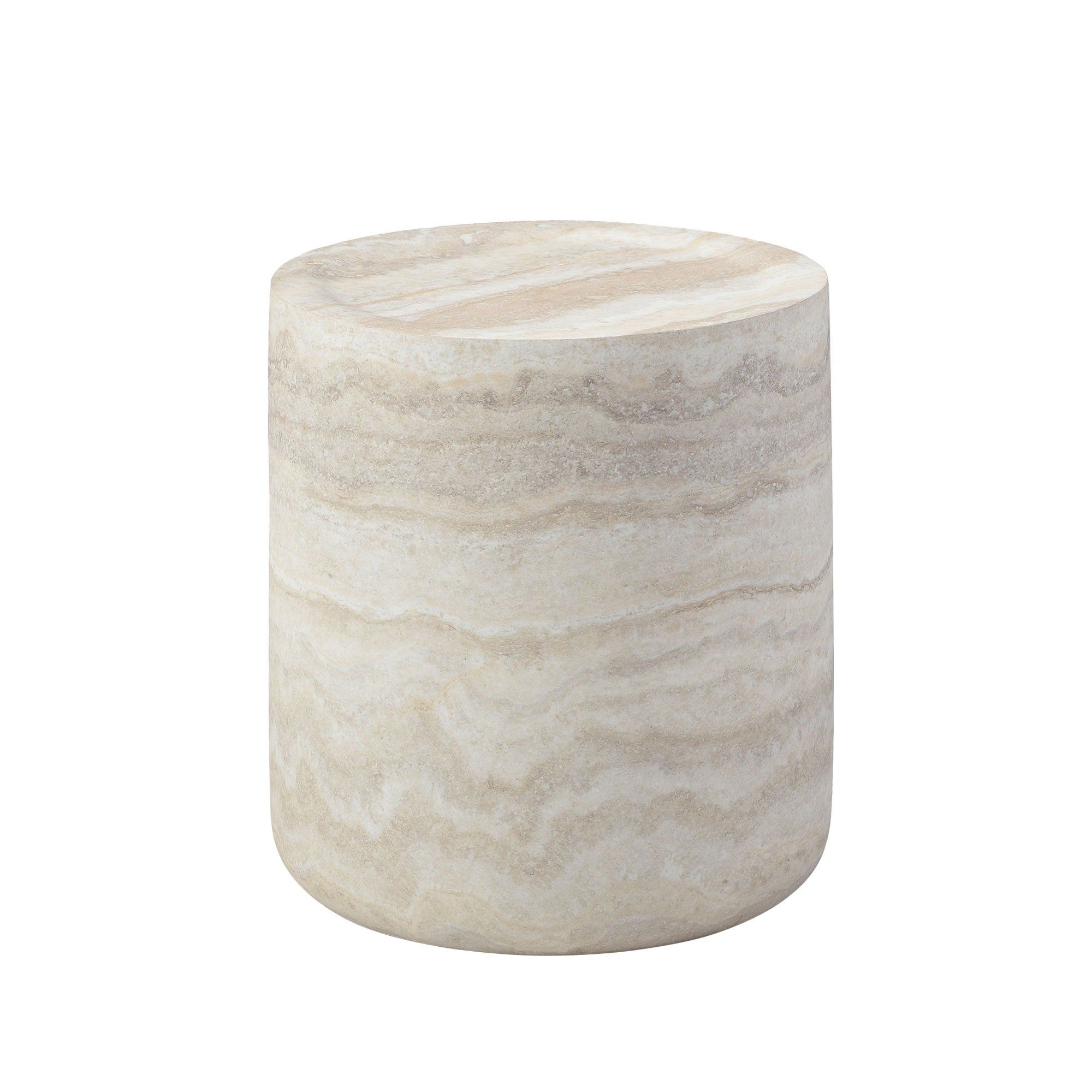 Side Table - Compact Textured Cylinder 40x40x45cm - Off-White Fiberglass