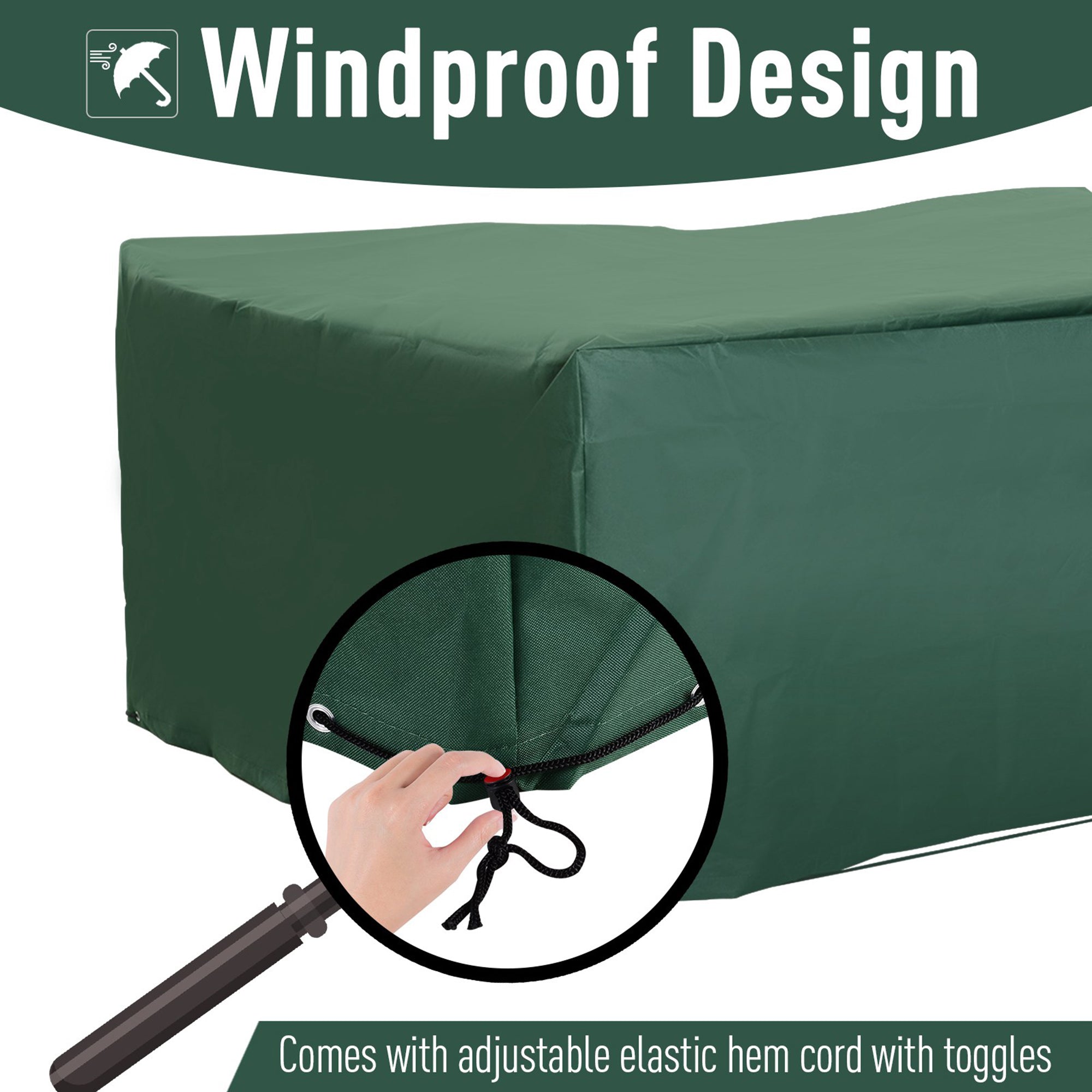 Outdoor Garden Furniture Cover Waterproof Anti-UV 600D Heavy Duty Oxford Fabric, Green