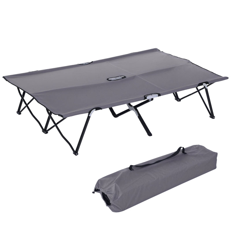 Double Camping Cot Bed Portable with Bag - Grey