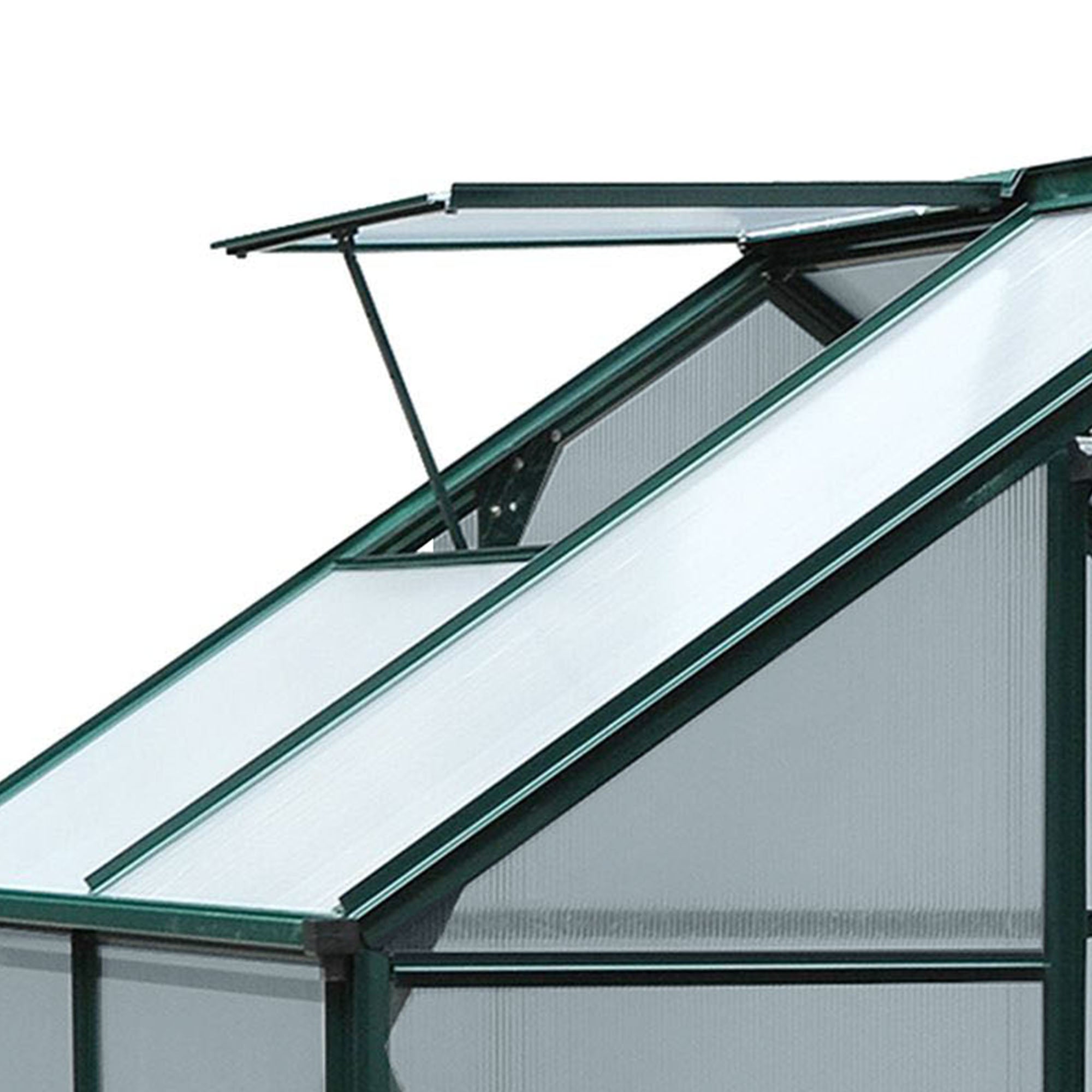 Polycarbonate Greenhouse, Large Walk-In 6 x 4ft with Slide Door and Window, Aluminium Frame, Dark Green