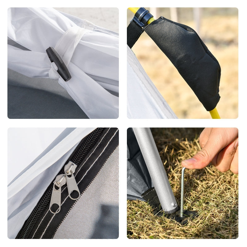 4 Person Automatic Tent, Outdoor Pop Up Dome Shelter, Light Grey Polyester