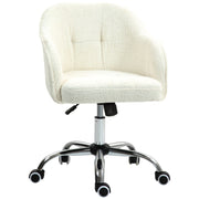 Home office chair, ergonomic desk chair, swivel, height adjustable, rocking function, teddy velvet, cream white