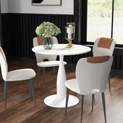 Round Dining Table Small Modern Steel Base White
