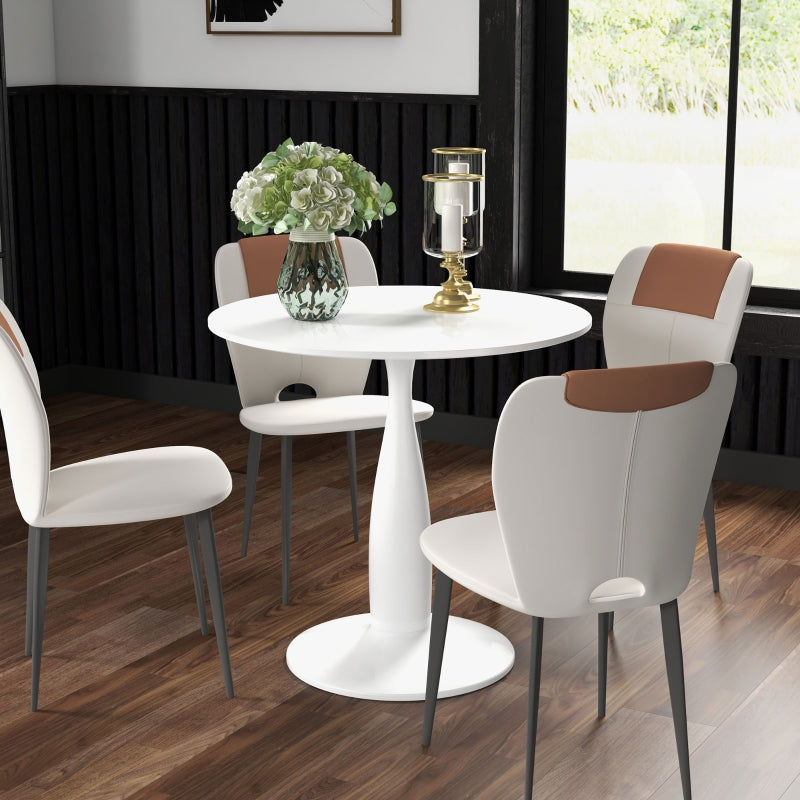Round Dining Table Small Modern Steel Base White