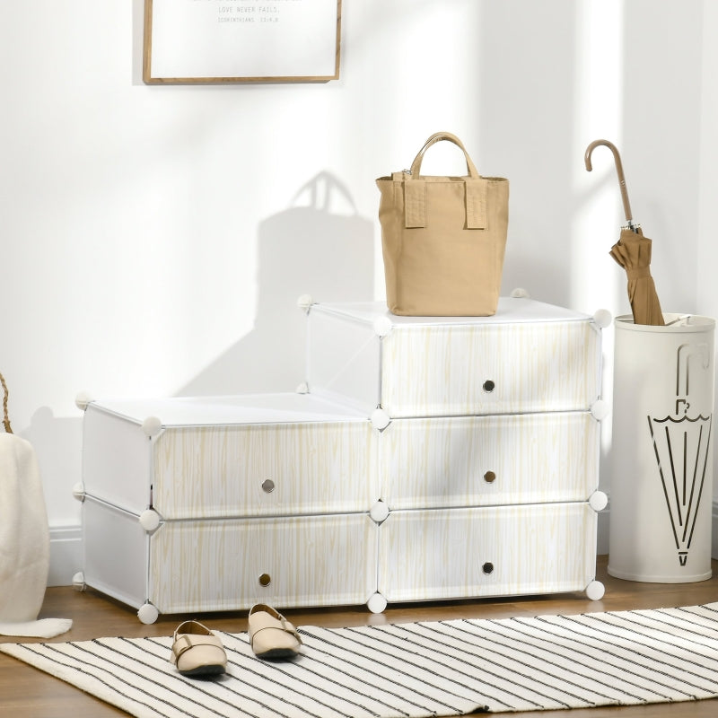 Shoe Rack, 6 Pairs, DIY Storage, Plastic White