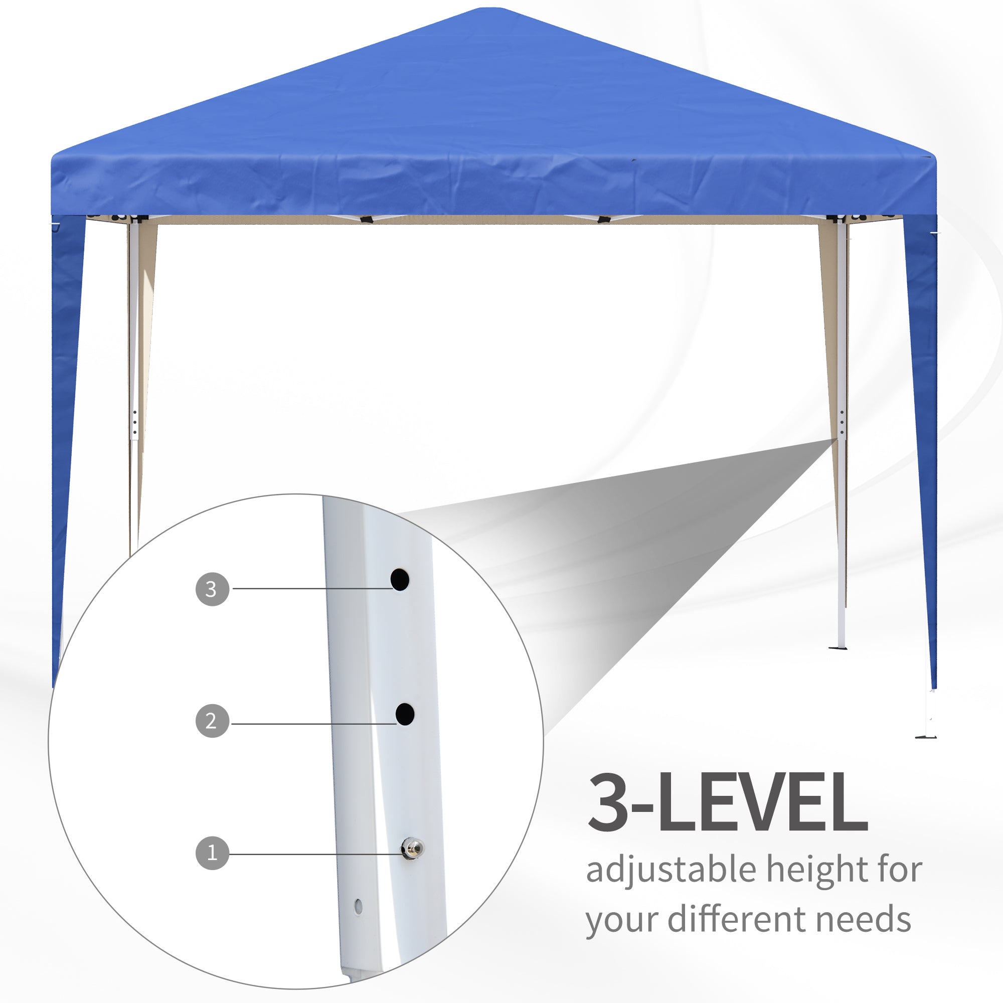 Garden Pop Up Gazebo, 3x3M Height Adjustable Marquee with Carrying Bag, Blue