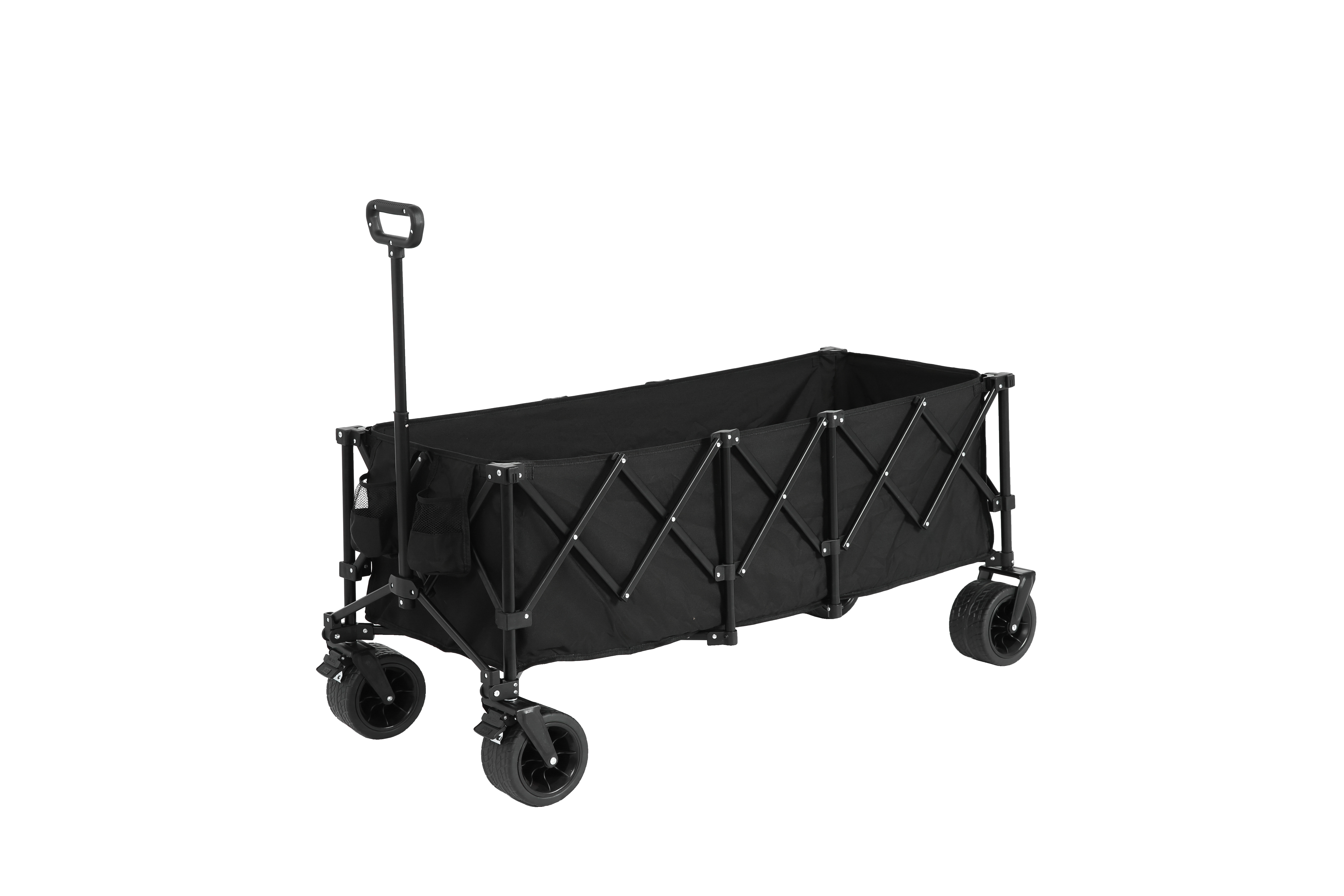 Foldable Extended Wagon, 220lbs Capacity, 300L, All-Terrain Wheels, Black