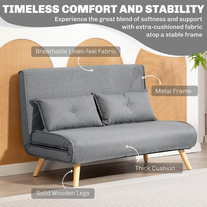Two-Seater Sofa Bed, Linen-Look, Grey