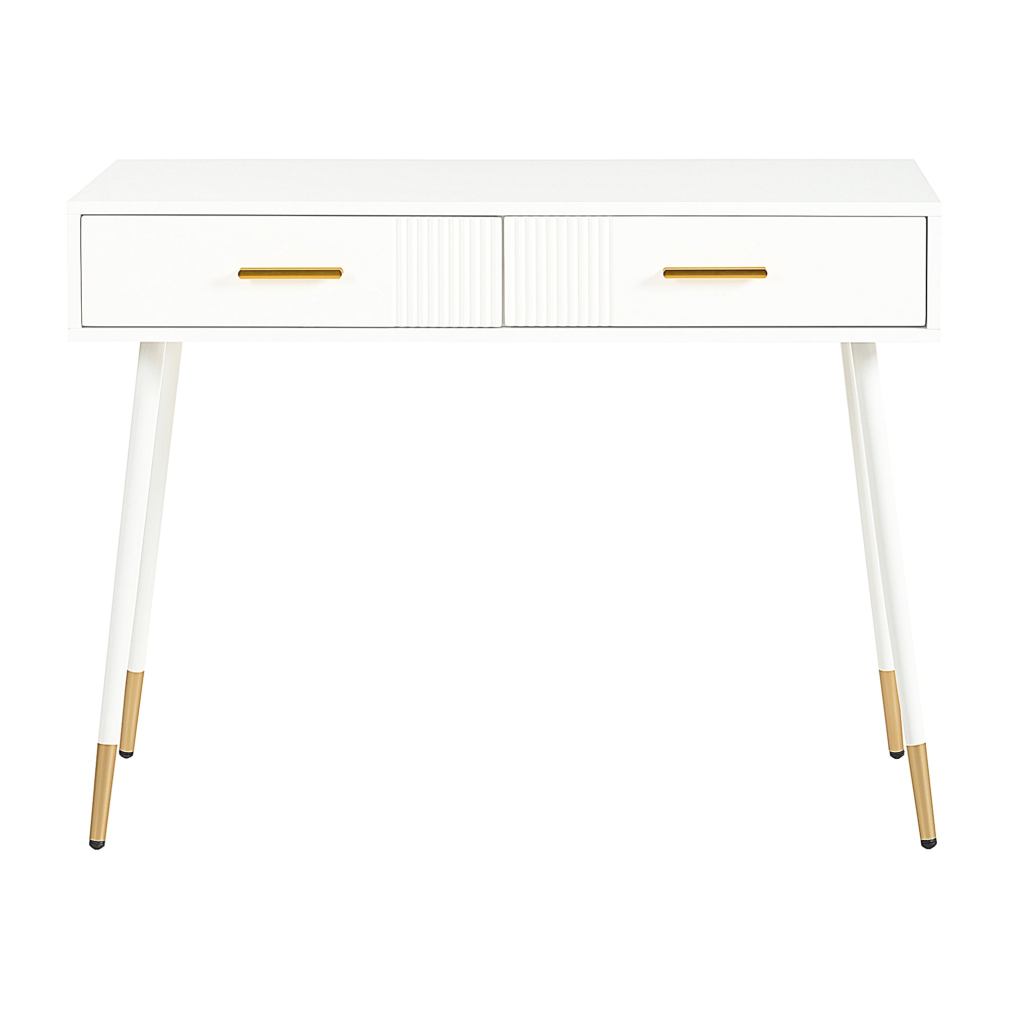 Dressing Table with 2 Drawers, Metal Feet, White