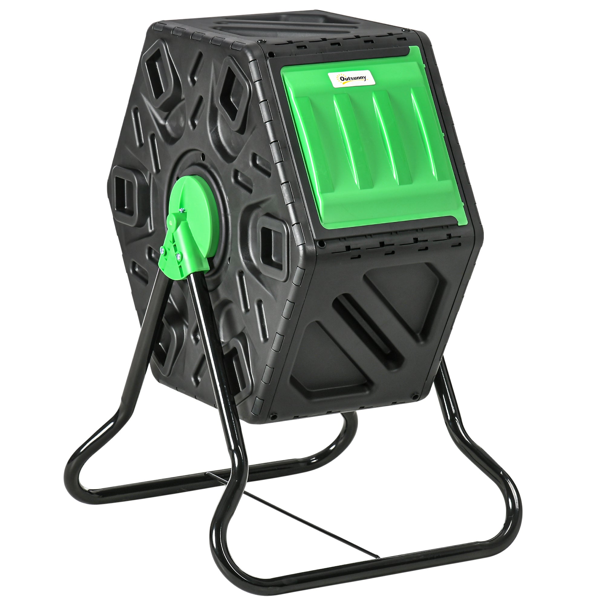 Garden Compost Bin, 65L Rotating Single Chamber with Steel Legs