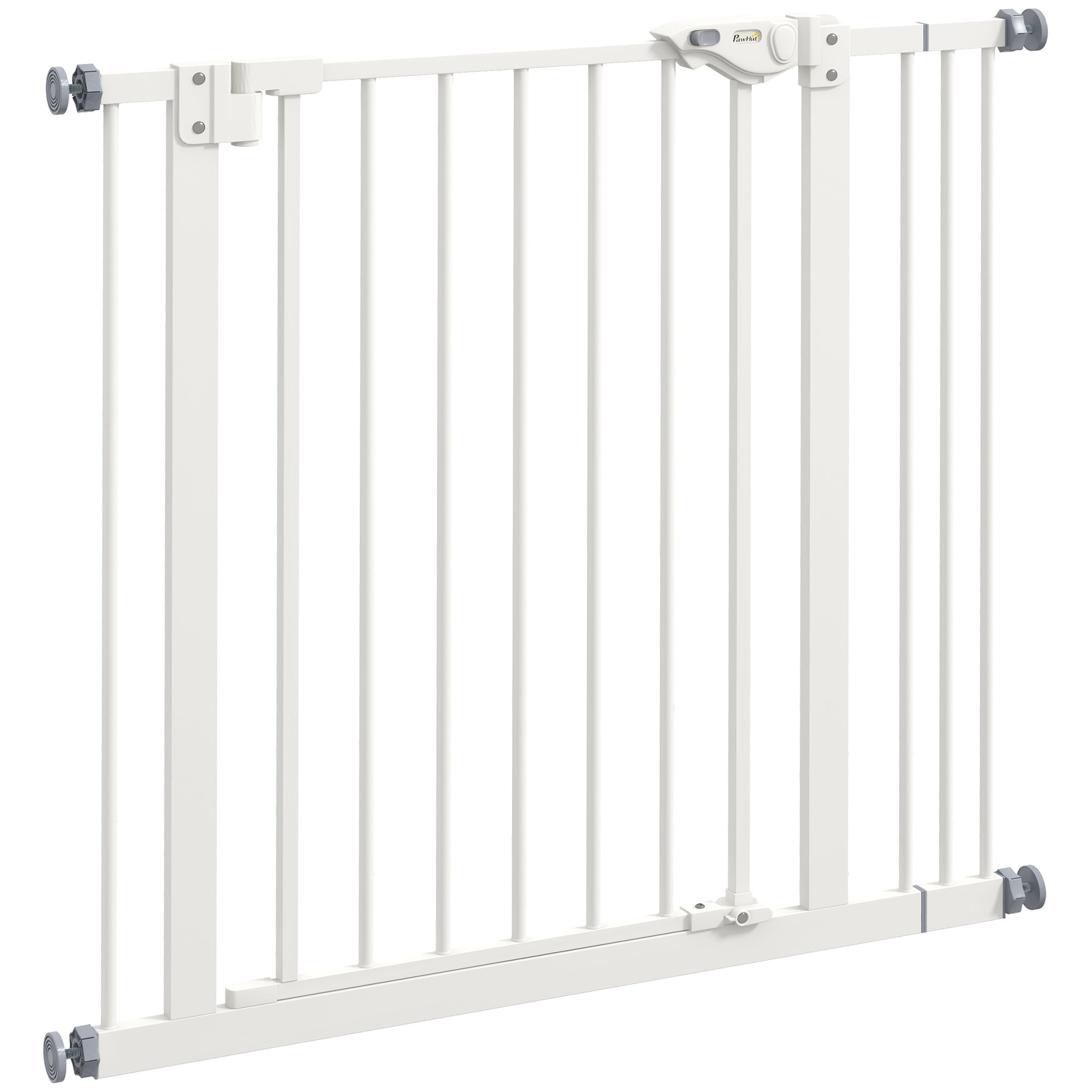Dog Safety Gate, 74-87cm, Stair Gate, Metal Plastic White
