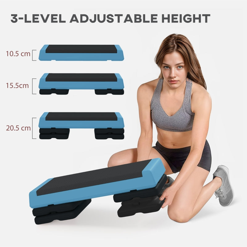 Adjustable Fitness Stepper, Non-Slip Workout Surface, Light Blue