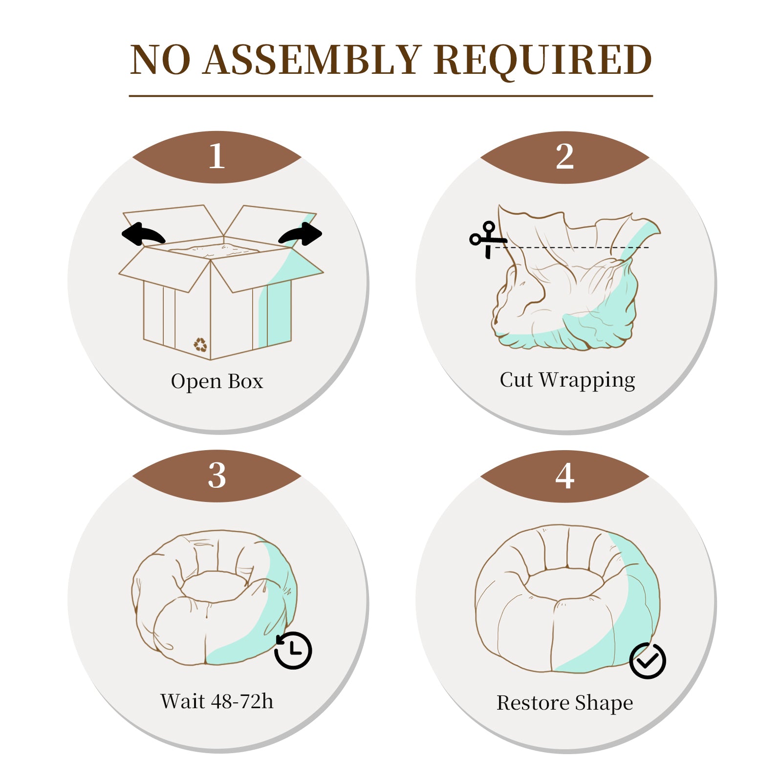 Large Round Bean Bag Lounge Chair, Enhanced Stability for Versatile Relaxation