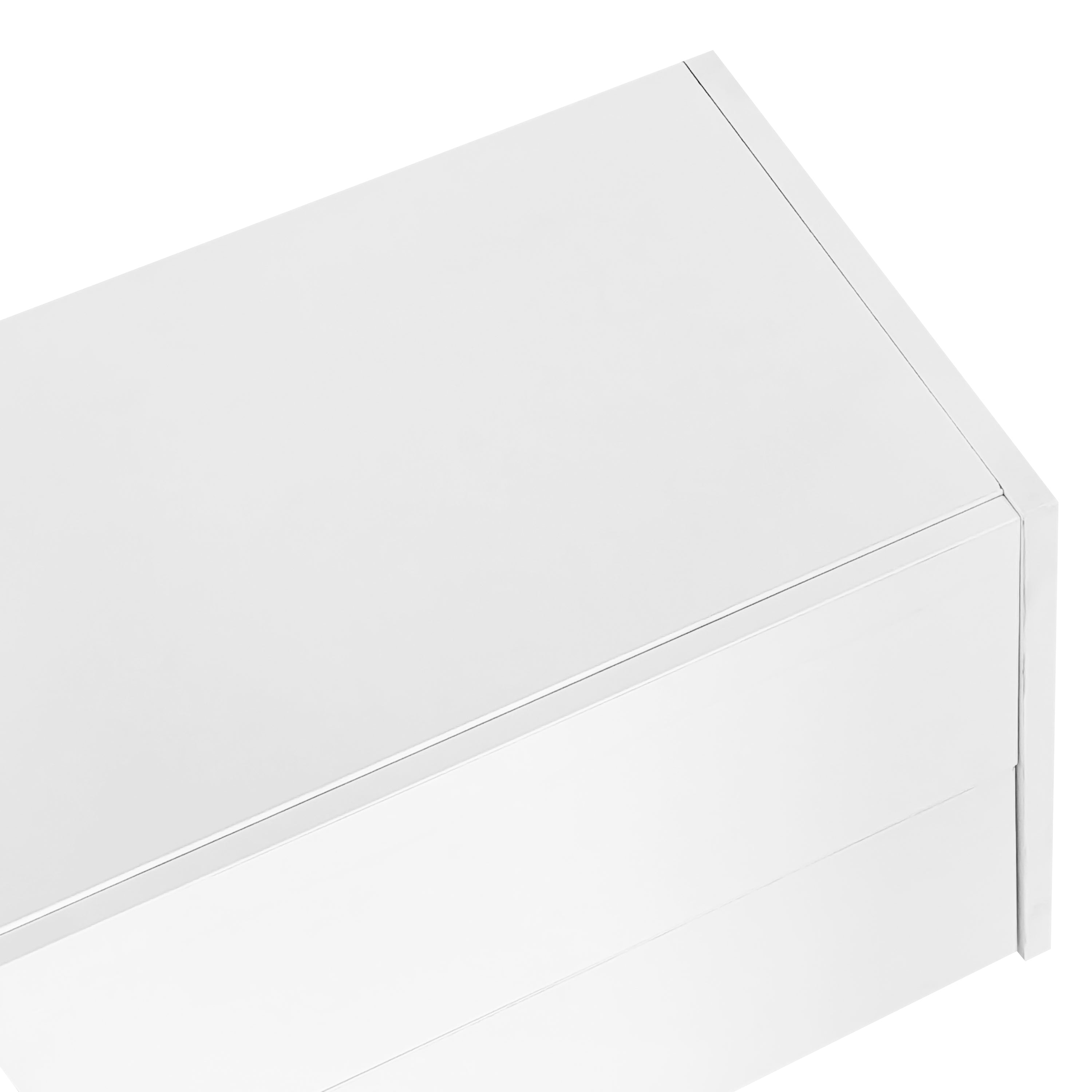 TV Cabinet: White High-Gloss with Black Legs and Simple Doors/Drawers