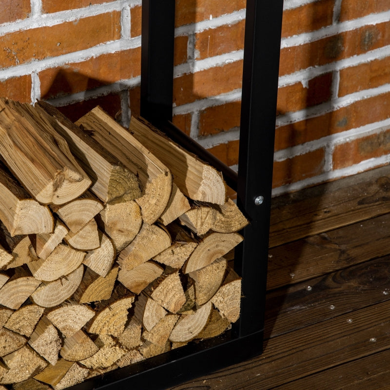 Firewood Log Holder, Tall Firewood Rack Indoor Outdoor Wood Storage, Metal Black