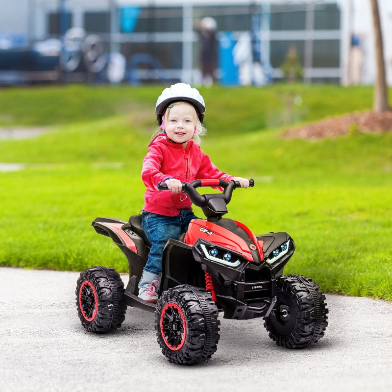 Electric Children's Quad Bike with LED Headlights, MP3 Player and Shock Absorbers, Red and Black