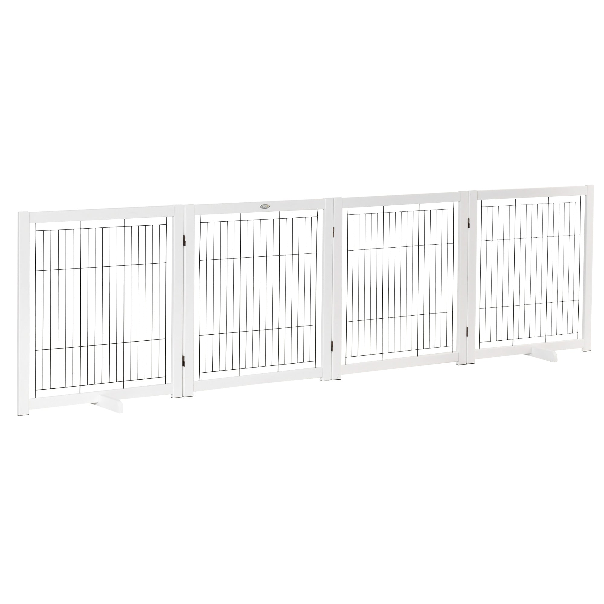 Wooden Dog Gate, Safety Gate, 305 x 35.5 x 82 cm, White Steel