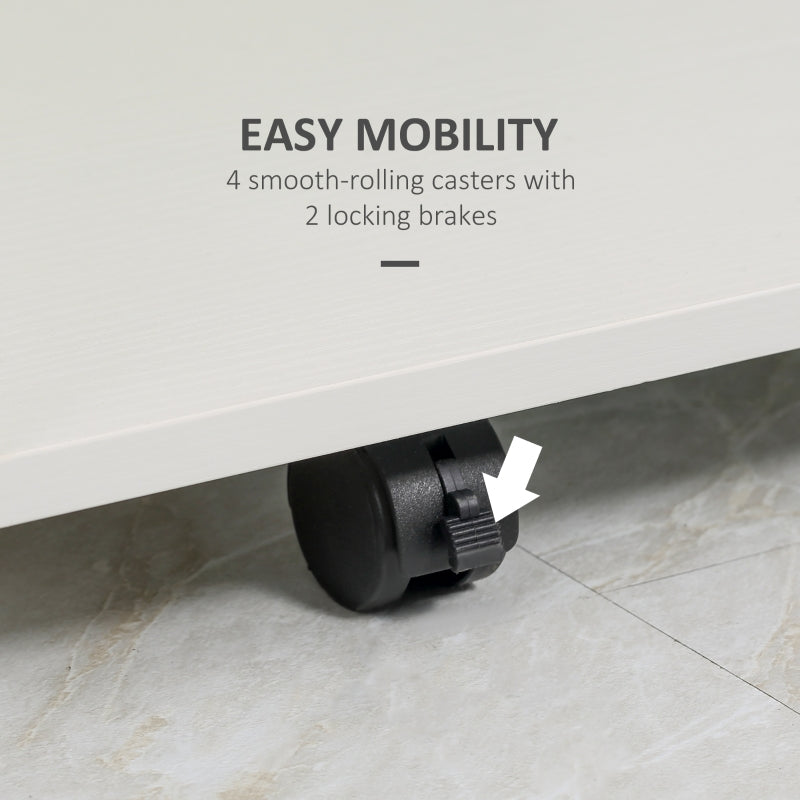 Multi-Storage Compact Work Desk with Wheels, White