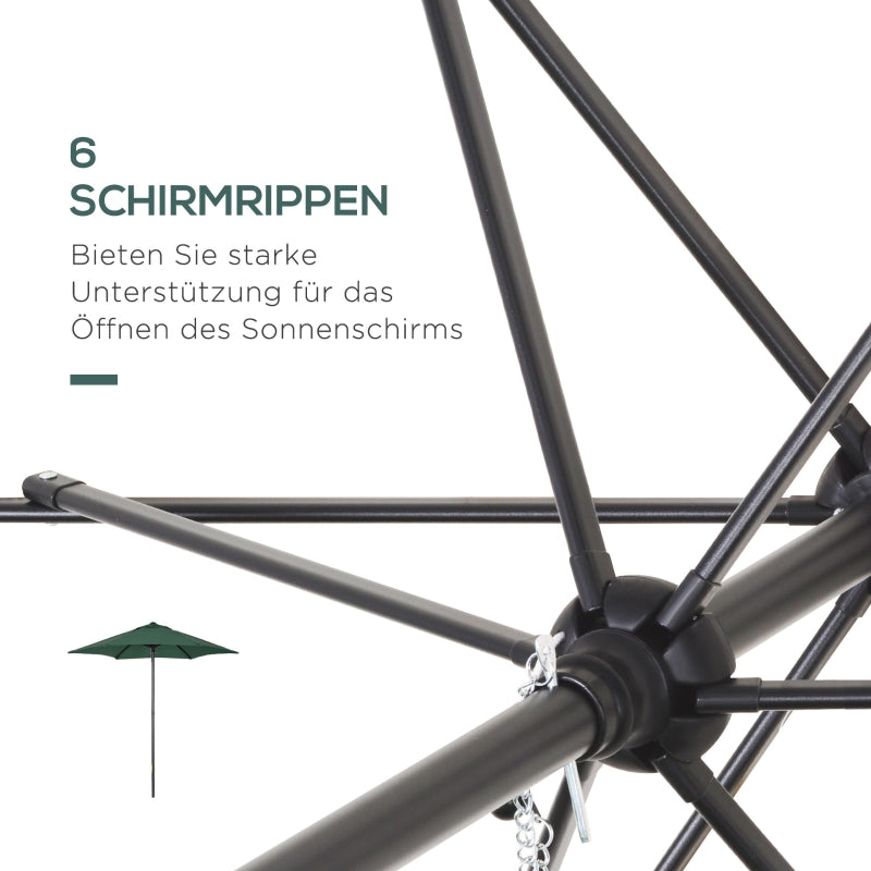 Parasol 196cm Hexagonal Windproof Crank Green