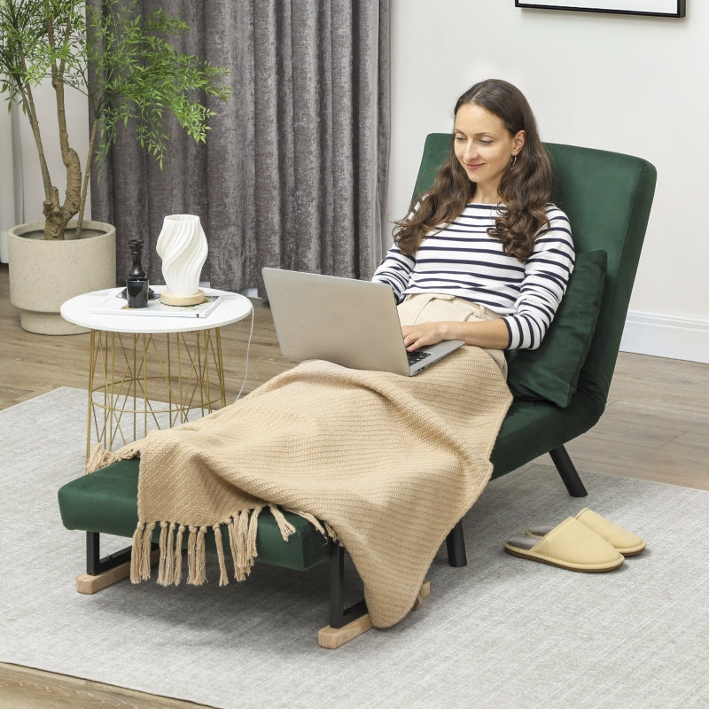 4-in-1 Single Chair Bed, Velvet-Feel Green