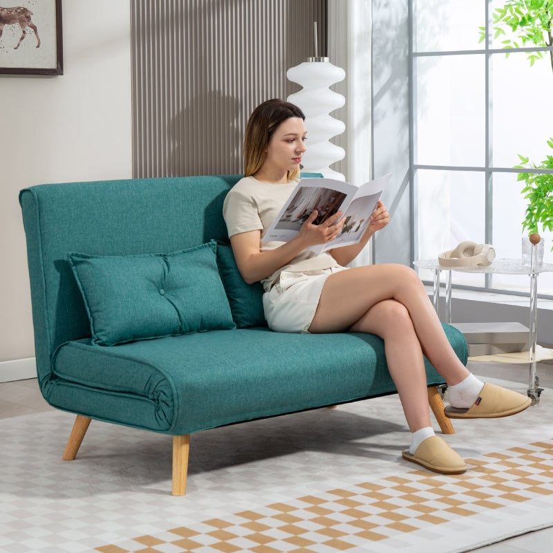 Two-Seater Sofa Bed, Linen-Look, Green