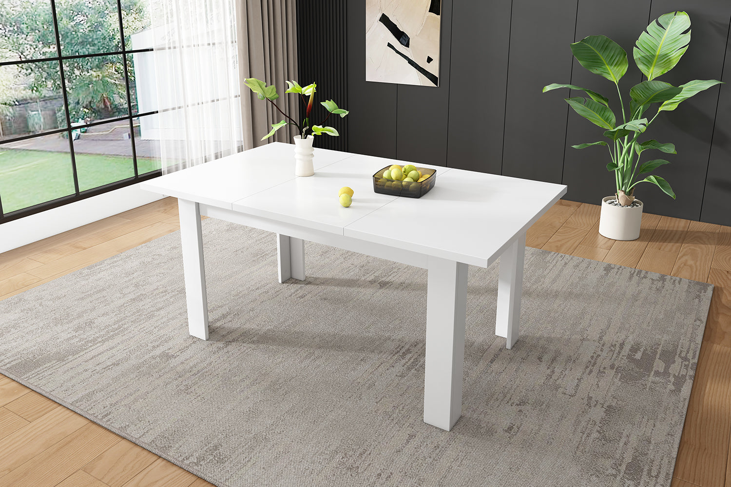 Dining Table 120x70cm Rectangular Storage Space-Saving - White