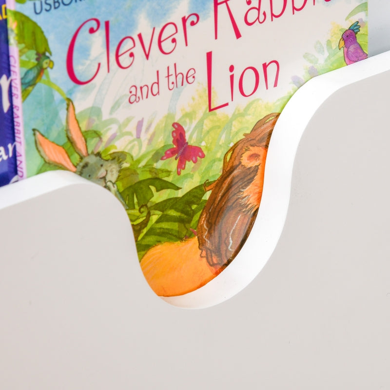 Wooden Kids Toy Box Storage Chest Organiser with Book Slot & Safety Hinge, White Engineered Wood