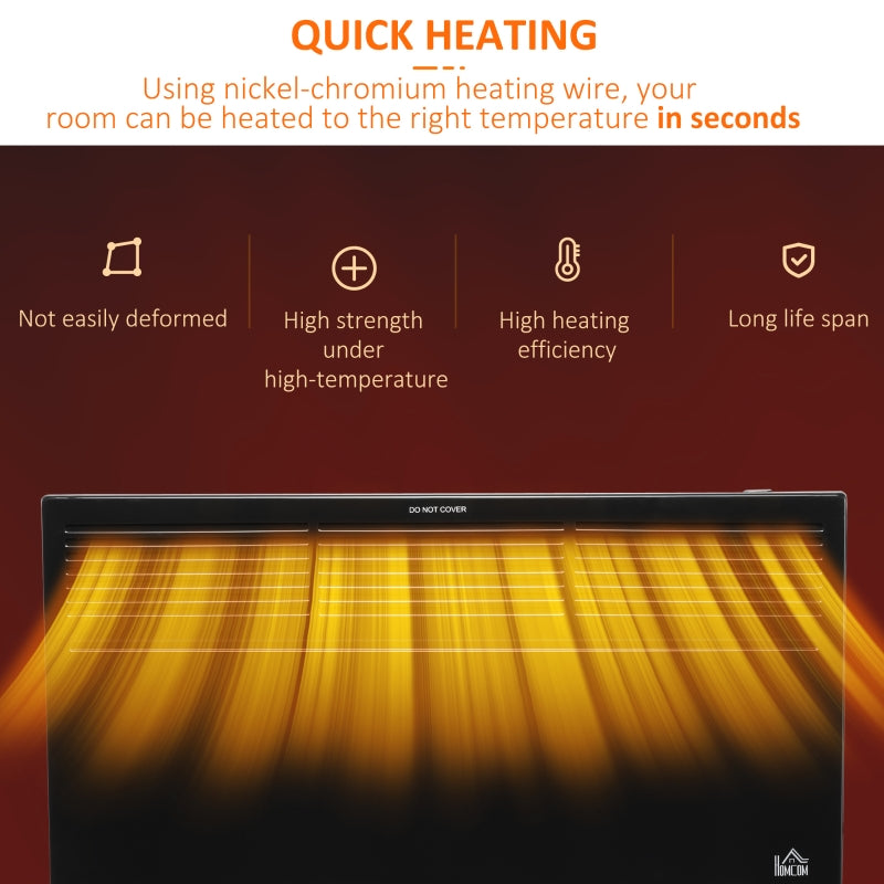 POWER Convector Radiator Freestanding/Wall-mounted with 2 Heat Settings and Safety Cut-Off, Black