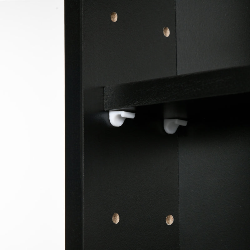 5-Tier Wall Display Shelf Cabinet, 4 Adjustable Shelves Glass Doors, Black