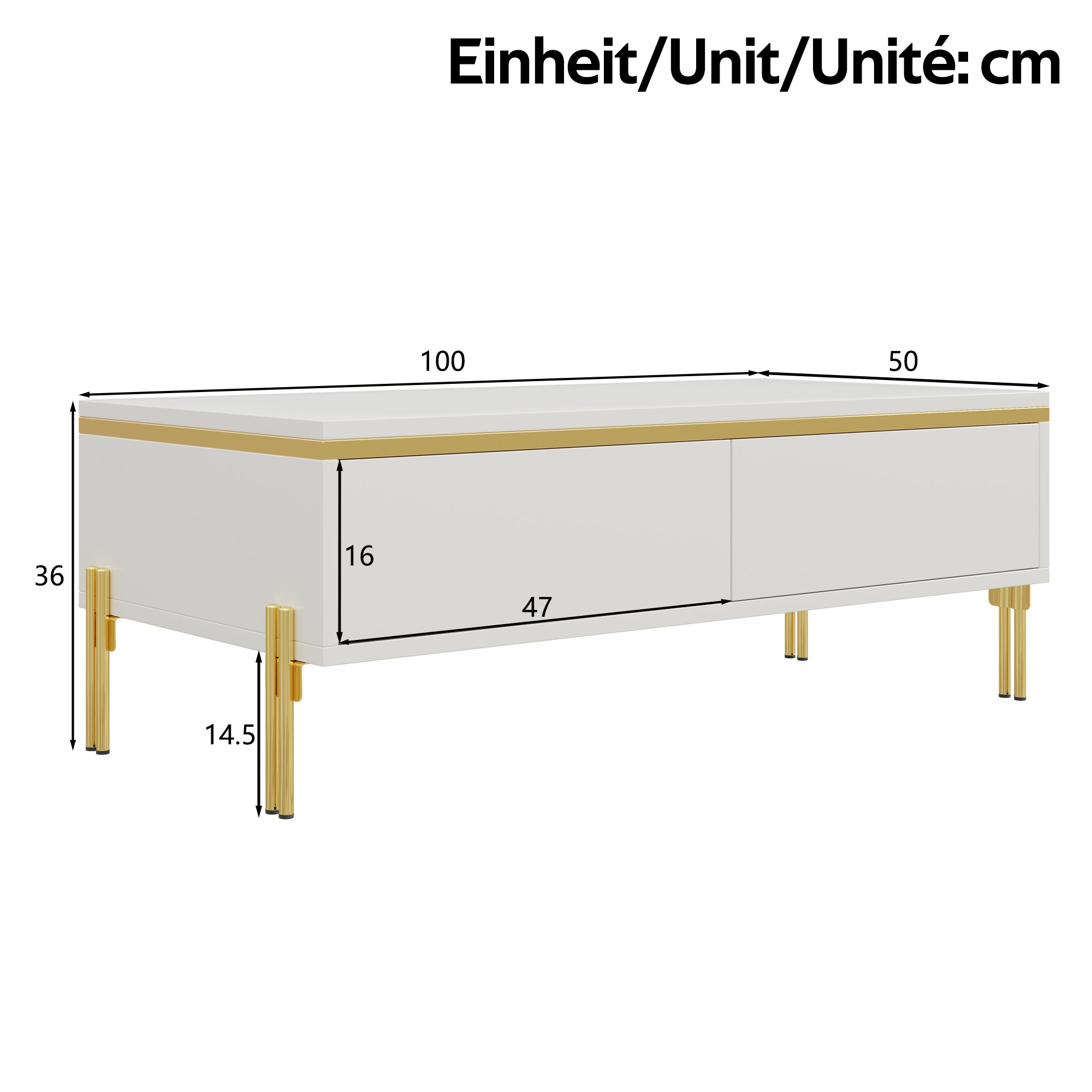 Coffee Table Multifunctional Side Table 100x50x36cm High-Gloss