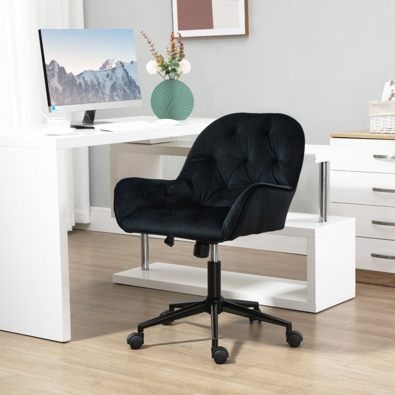 Vinsetto Office Chair, Swivel Height-Adjustable Executive Desk Armchair, Velvety Polyester Black