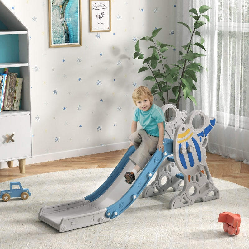 Rocket Slide for Toddlers with Sticker Set and Rocket Design, Blue