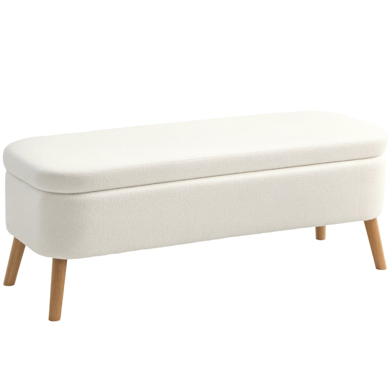 Storage Ottoman 65L Storage 120x42x45cm - Fleece Cream White